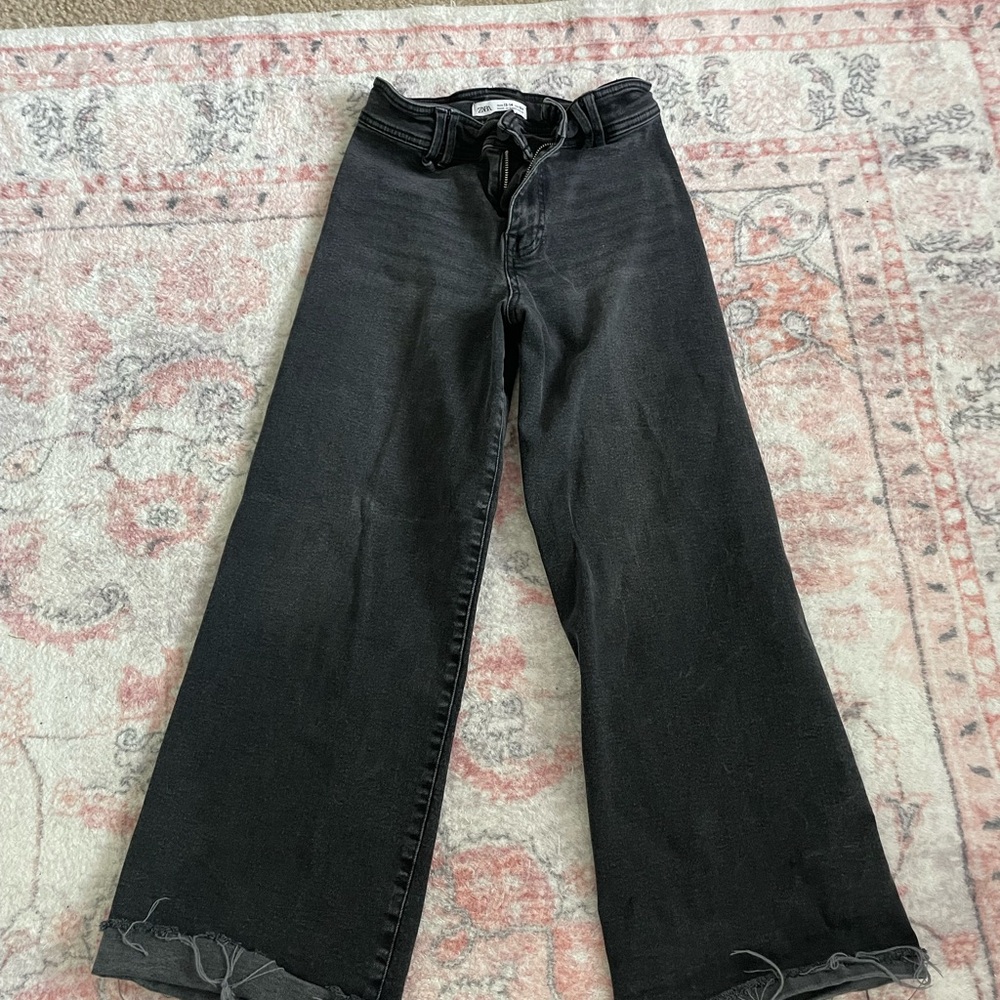 Zara Black Flare Wide Leg Jeans